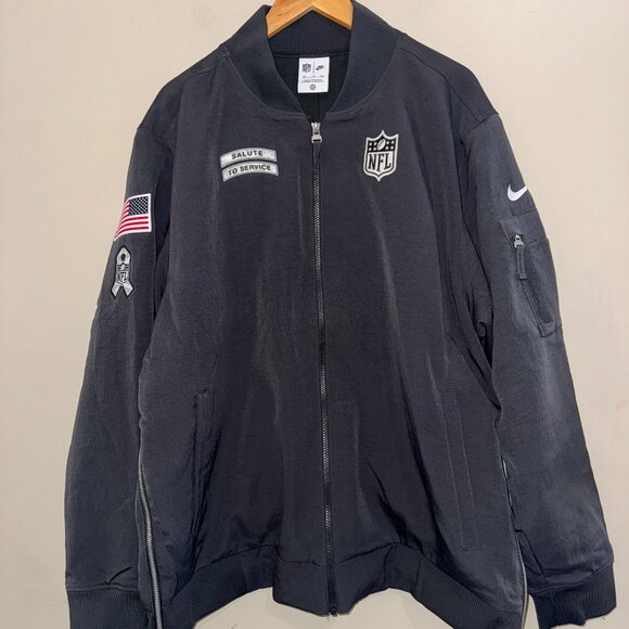 Nike NFL Shield Team Issue Salute To Service Heavyweight Bomber Jacket Mens 2XL - Picture 2 of 14